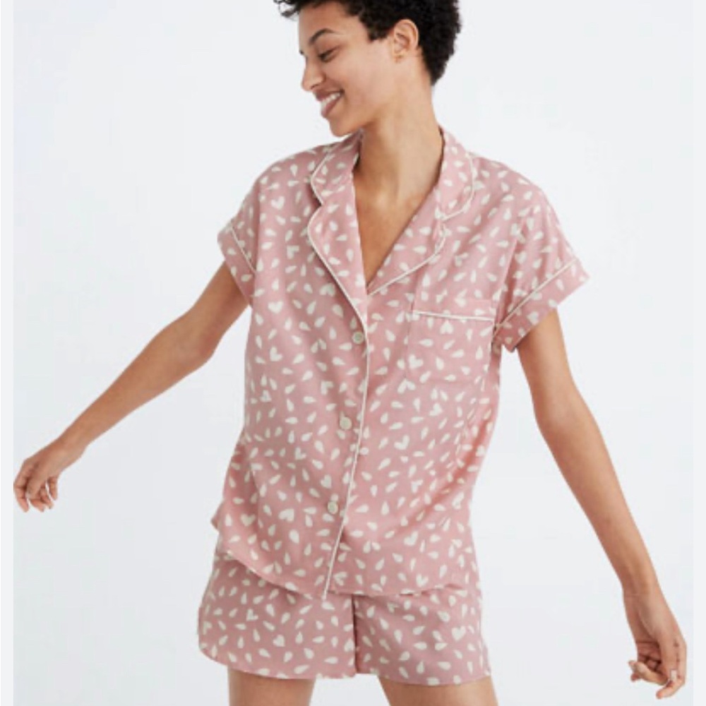 Madewell Bedtime Pajama Set in Petal Hearts